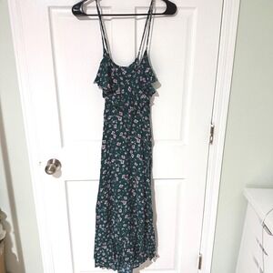 XIX Palms Honolulu Hawaii Green Floral Ruffle Maxi Dress Womens Medium NWT